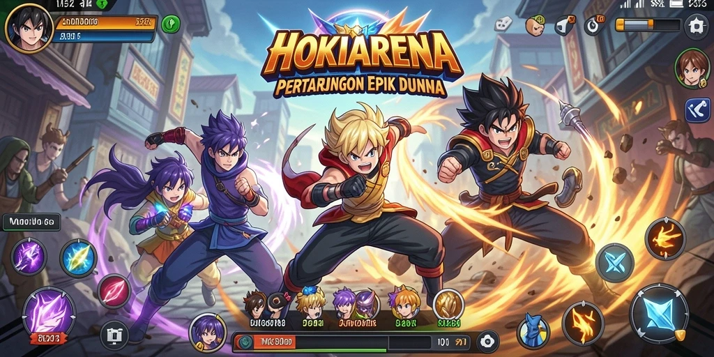 Screenshot menunjukkan pertarungan karakter anime yang intens.