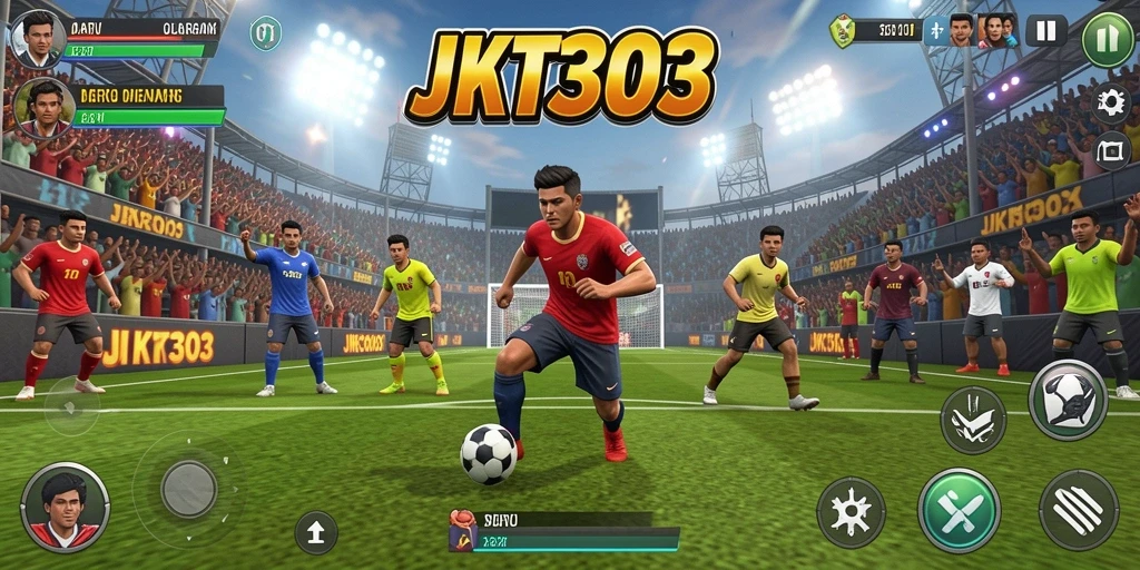 Tangkapan layar gameplay <strong>JKT303</strong> menampilkan aksi seru dalam pertandingan olahraga.