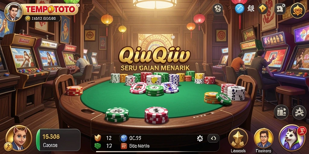 Screenshot gameplay TEMPOTOTO menampilkan suasana permainan QiuQiu yang mendebarkan.